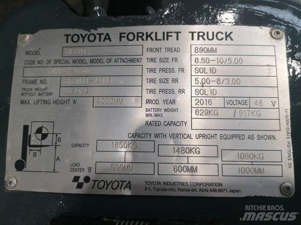 Toyota 8FBN18 電動堆高機