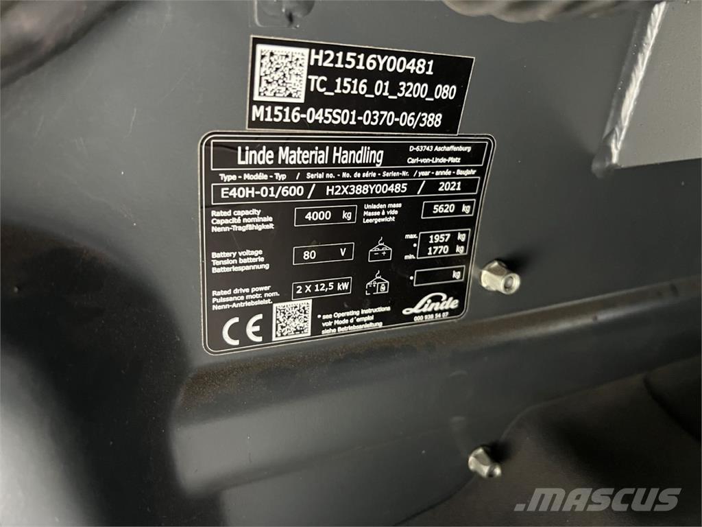 Linde E 40H-01 / 600 電動堆高機