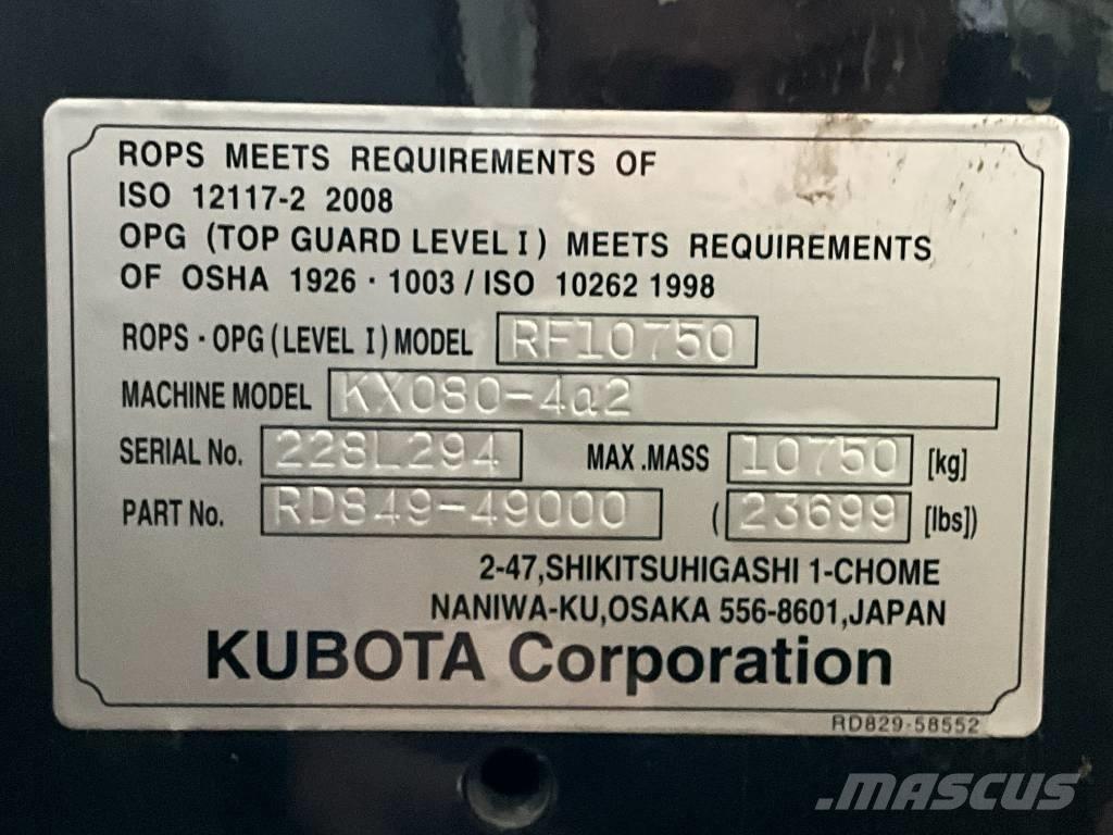 Kubota KX 080-4 A 2 駕駛室與內部
