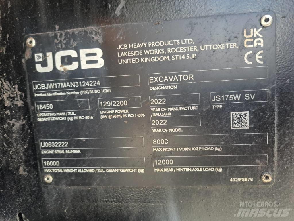 JCB JS 175 W 旋轉式挖土機/掘鑿機/挖掘機