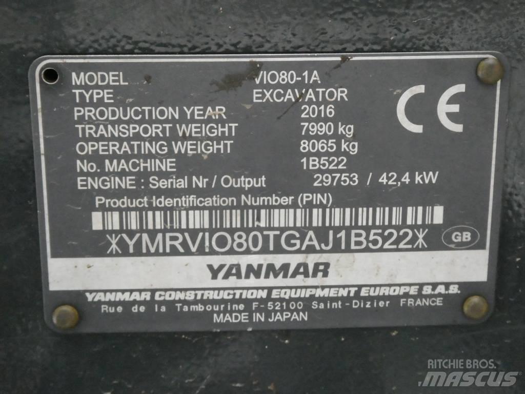 Yanmar Vio 80-1A 中型挖土機/掘鑿機/挖掘機 7t-12t