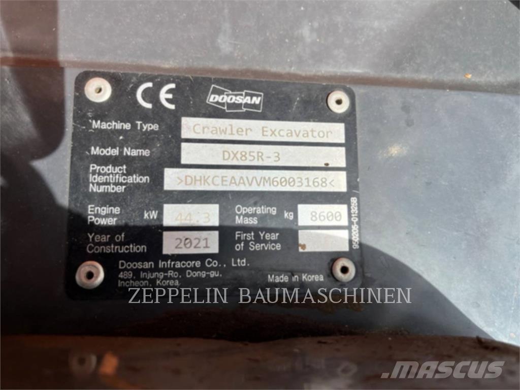Doosan DX85R-3 履帶式 挖土機/掘鑿機/挖掘機