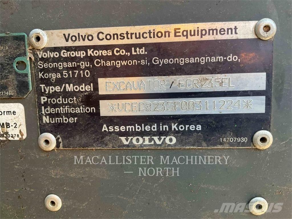 Volvo ECR235EL 履帶式 挖土機/掘鑿機/挖掘機