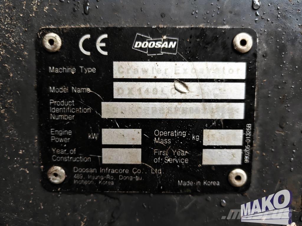 Doosan DX 140 LCR 履帶式 挖土機/掘鑿機/挖掘機