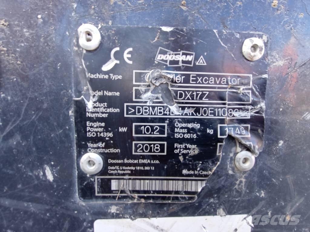 Doosan DX 17 小型挖土機/掘鑿機<7t(小型挖掘機)