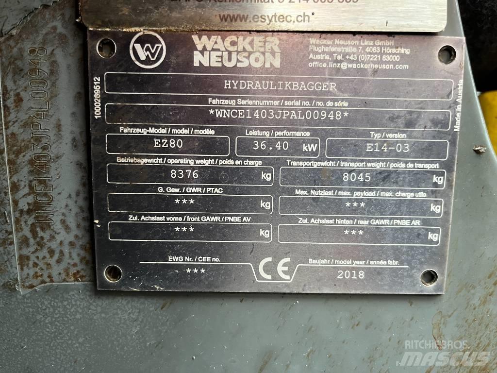 Wacker Neuson EZ 80 中型挖土機/掘鑿機/挖掘機 7t-12t