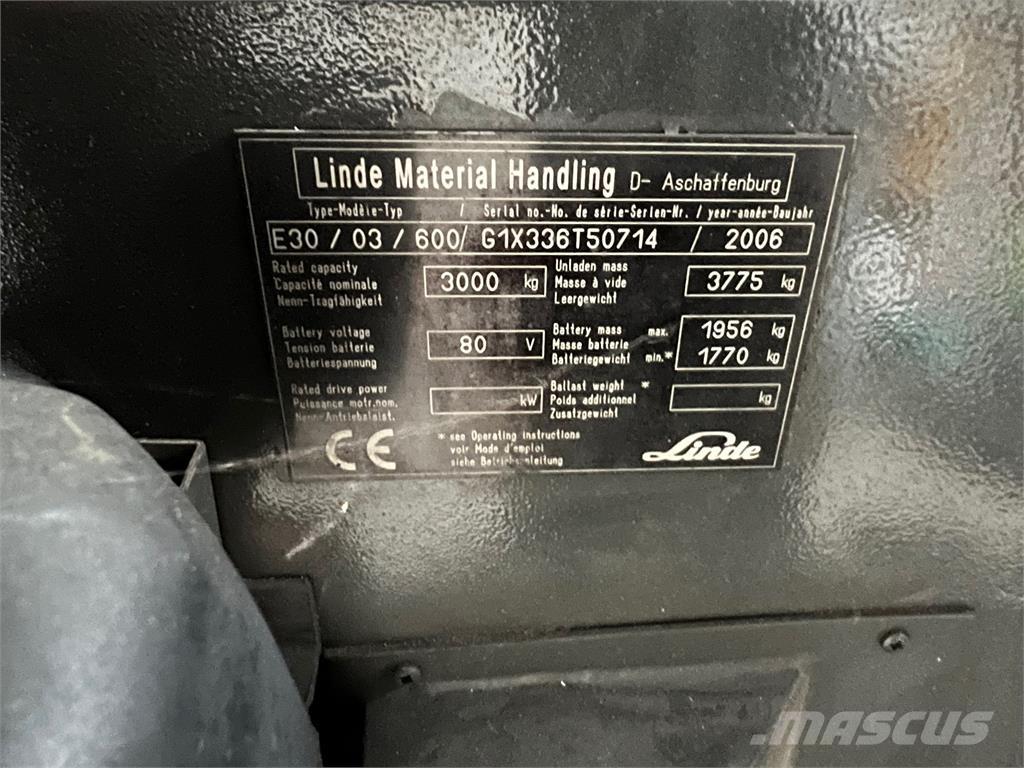 Linde E30 / 03 / 600 電動堆高機
