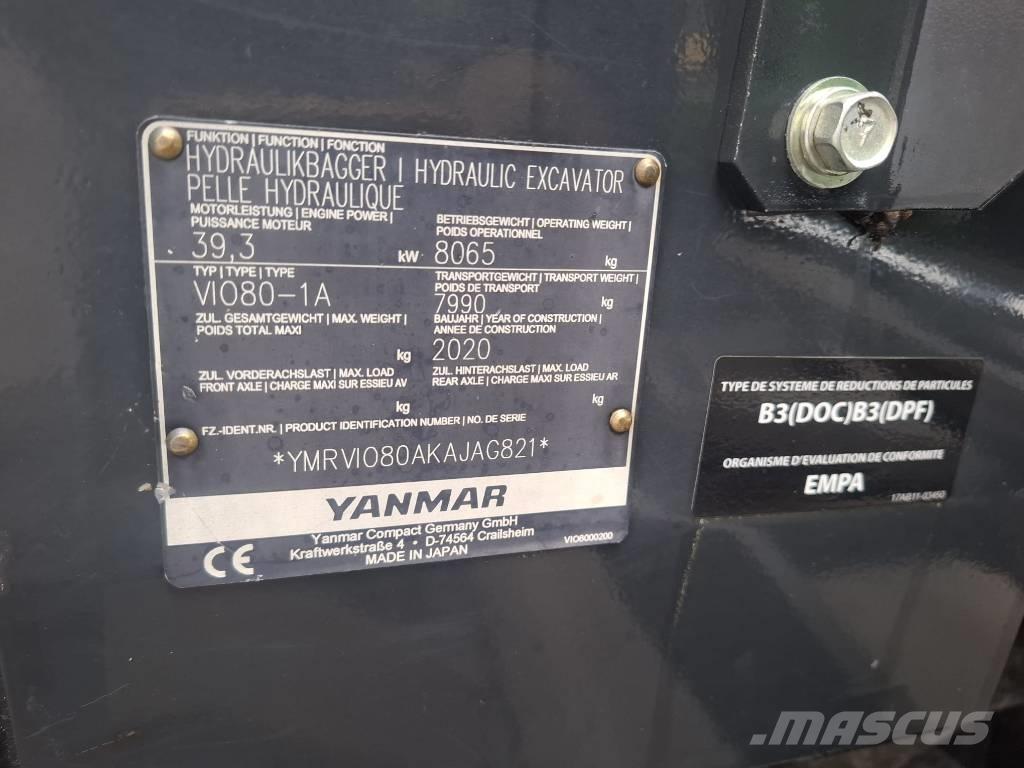 Yanmar Vio 80-1A 中型挖土機/掘鑿機/挖掘機 7t-12t