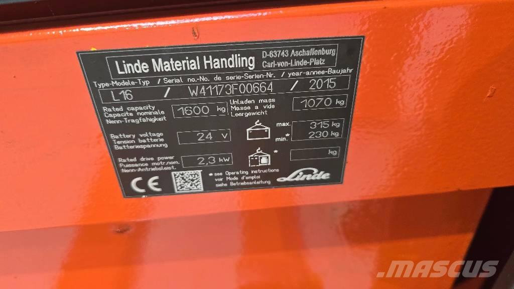 Linde L 16 行走控制式堆積機