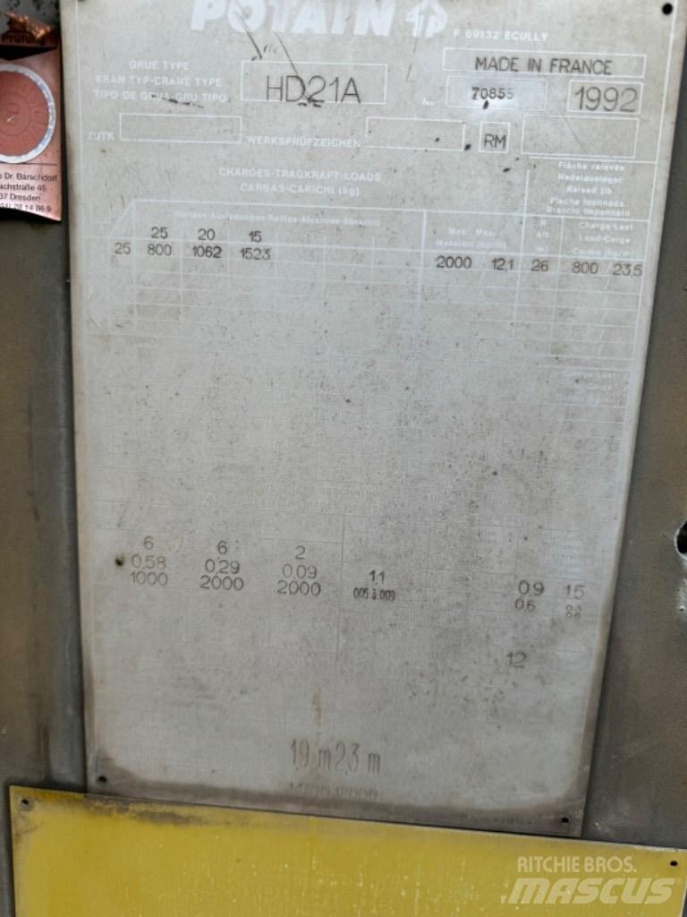 Potain HD 21 A 塔式起重機