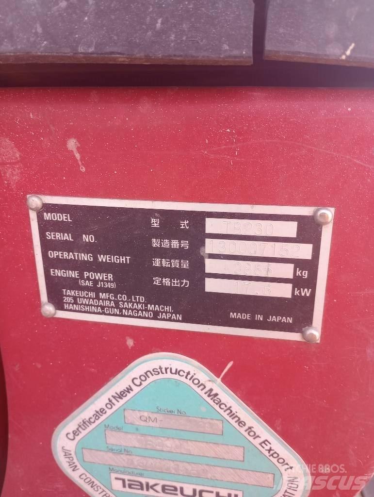 Takeuchi TB230RA 鑽孔設備配件和備件
