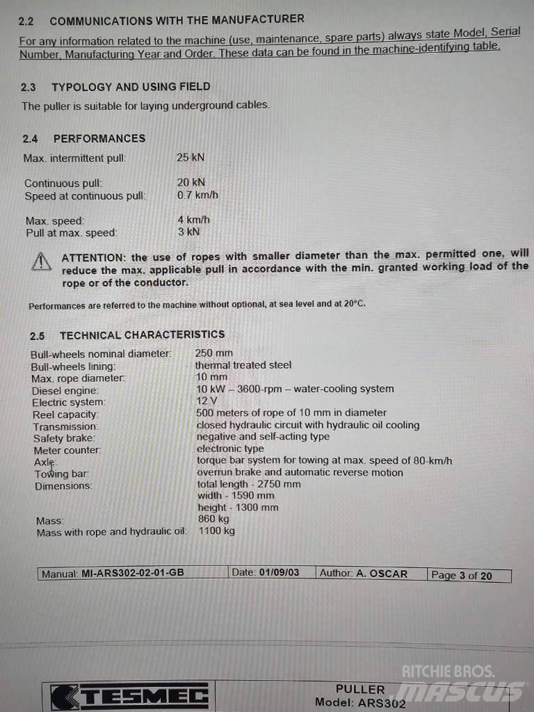Tesmec ARS 302 其他