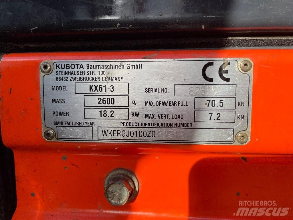 Kubota KX 61-3 小型挖土機/掘鑿機<7t(小型挖掘機)