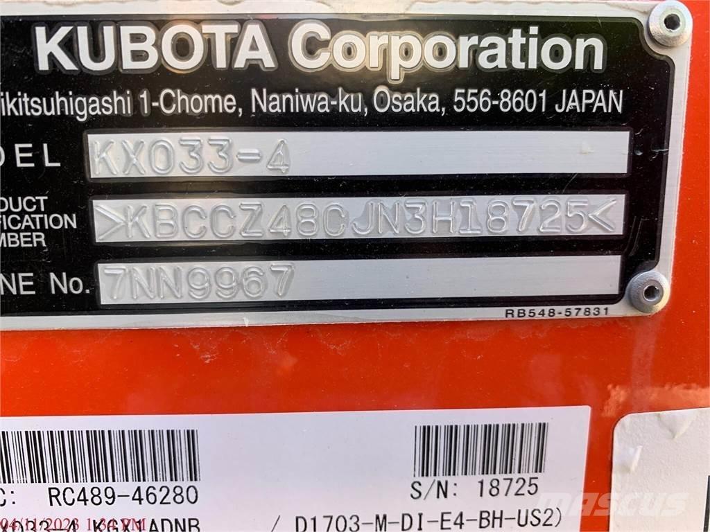 Kubota KX033-4 小型挖土機/掘鑿機<7t(小型挖掘機)
