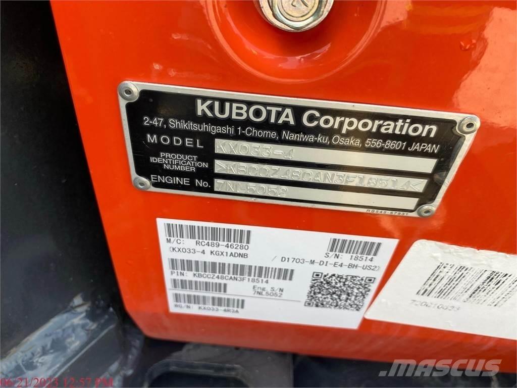 Kubota KX033-4 小型挖土機/掘鑿機<7t(小型挖掘機)