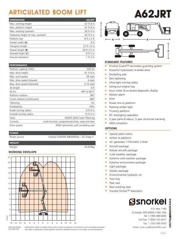 Snorkel A62JRT 曲臂高空作業車