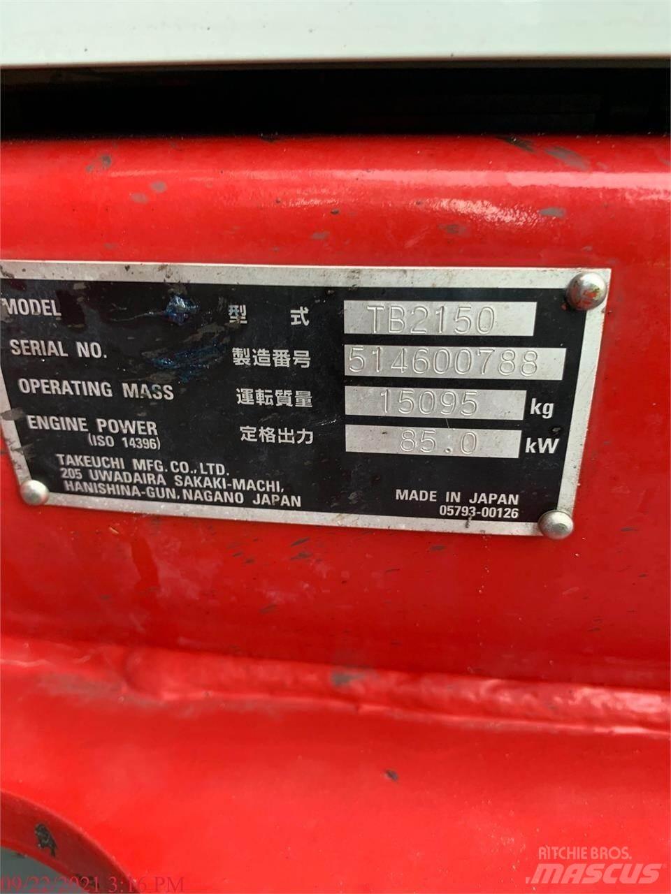 Takeuchi TB2150 履帶式 挖土機/掘鑿機/挖掘機
