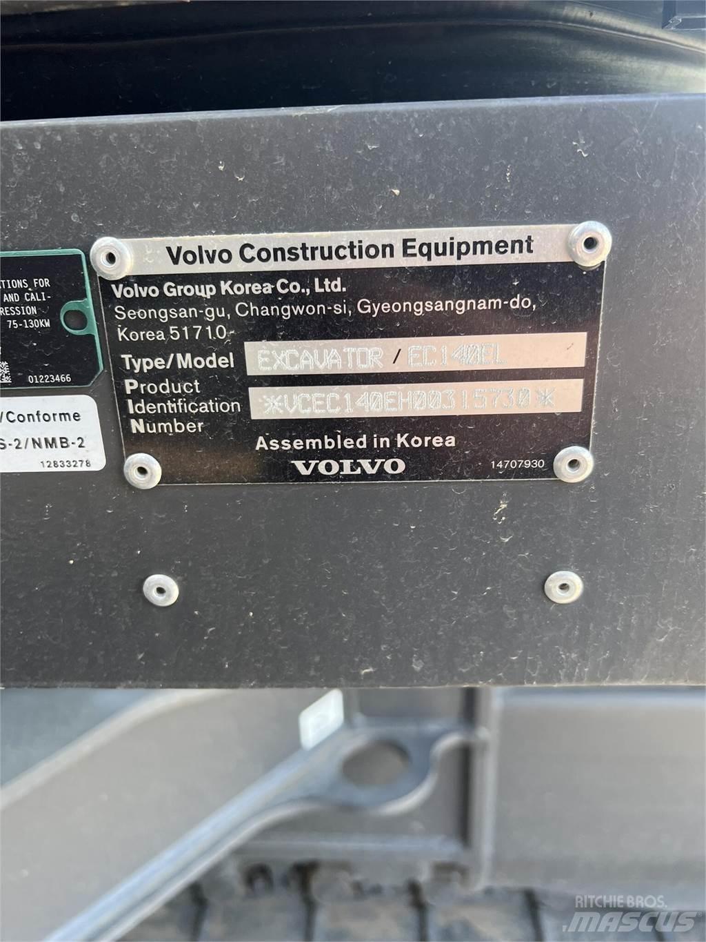 Volvo EC140EL 履帶式 挖土機/掘鑿機/挖掘機