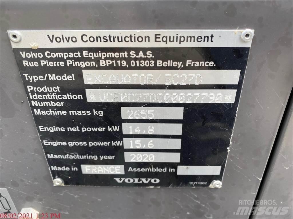 Volvo EC27D 小型挖土機/掘鑿機<7t(小型挖掘機)