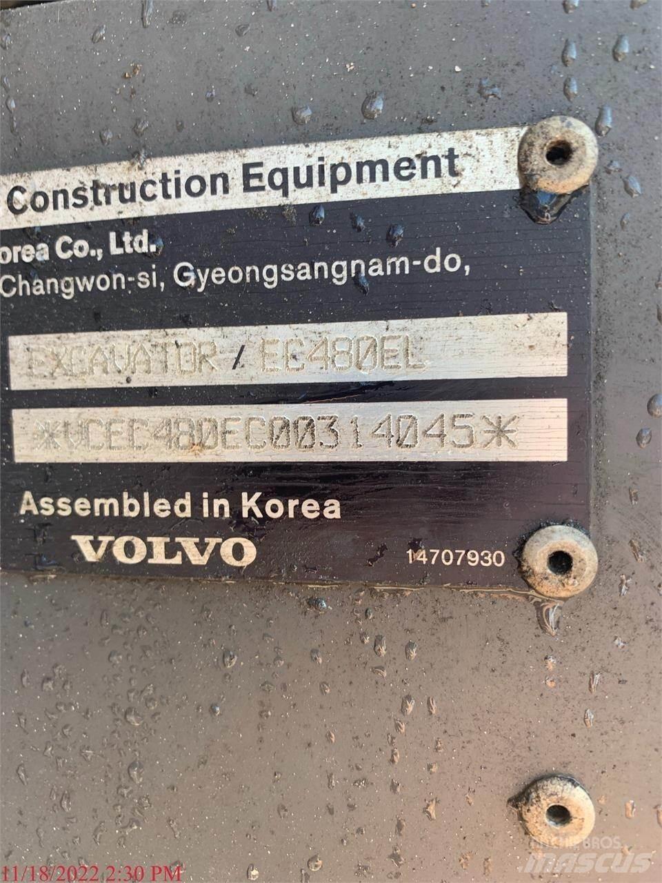 Volvo EC480EL 履帶式 挖土機/掘鑿機/挖掘機