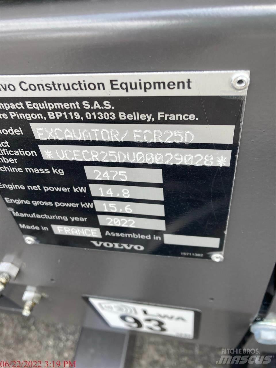 Volvo ECR25D 小型挖土機/掘鑿機<7t(小型挖掘機)