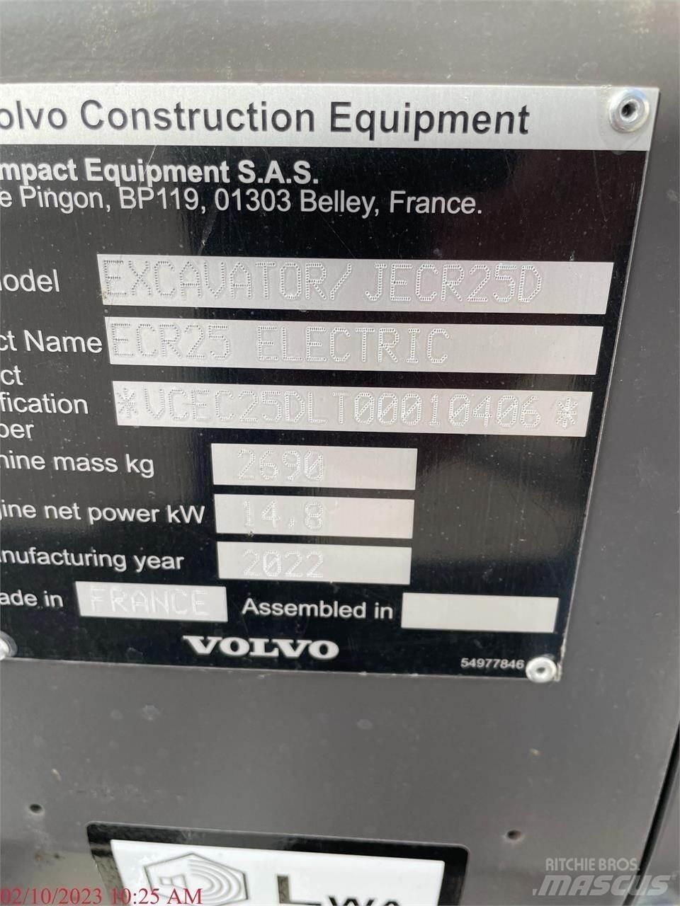 Volvo ECR25D 小型挖土機/掘鑿機<7t(小型挖掘機)