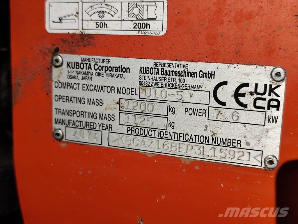 Kubota U 10-5 小型挖土機/掘鑿機<7t(小型挖掘機)