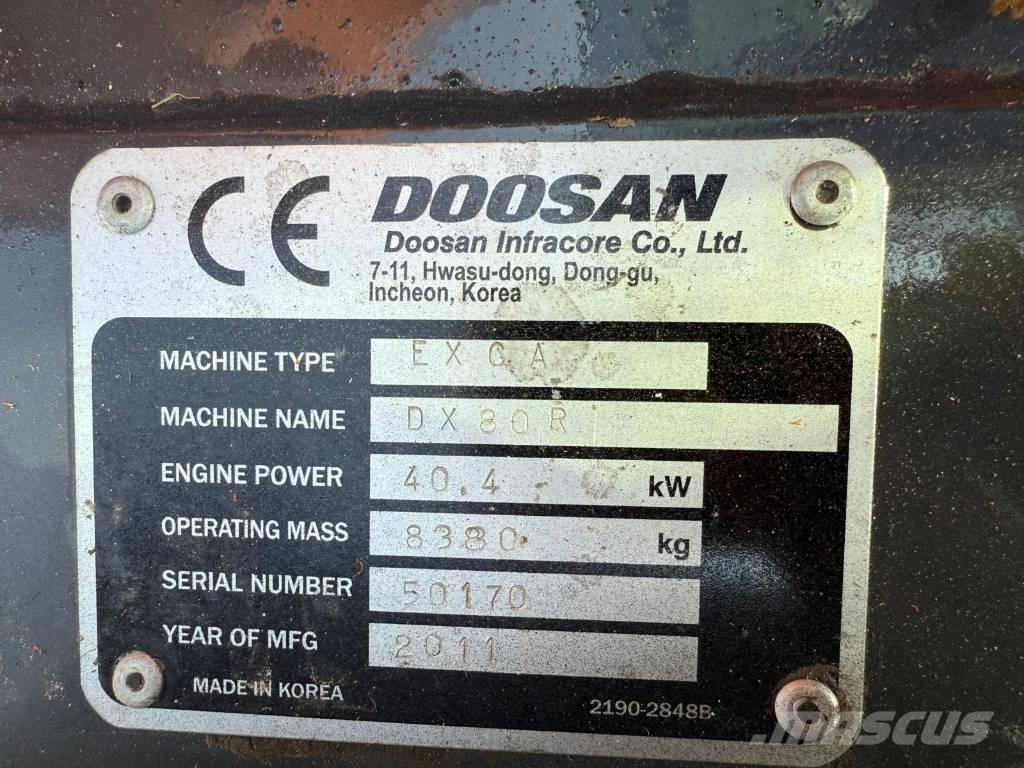 Doosan DX 80 R 中型挖土機/掘鑿機/挖掘機 7t-12t