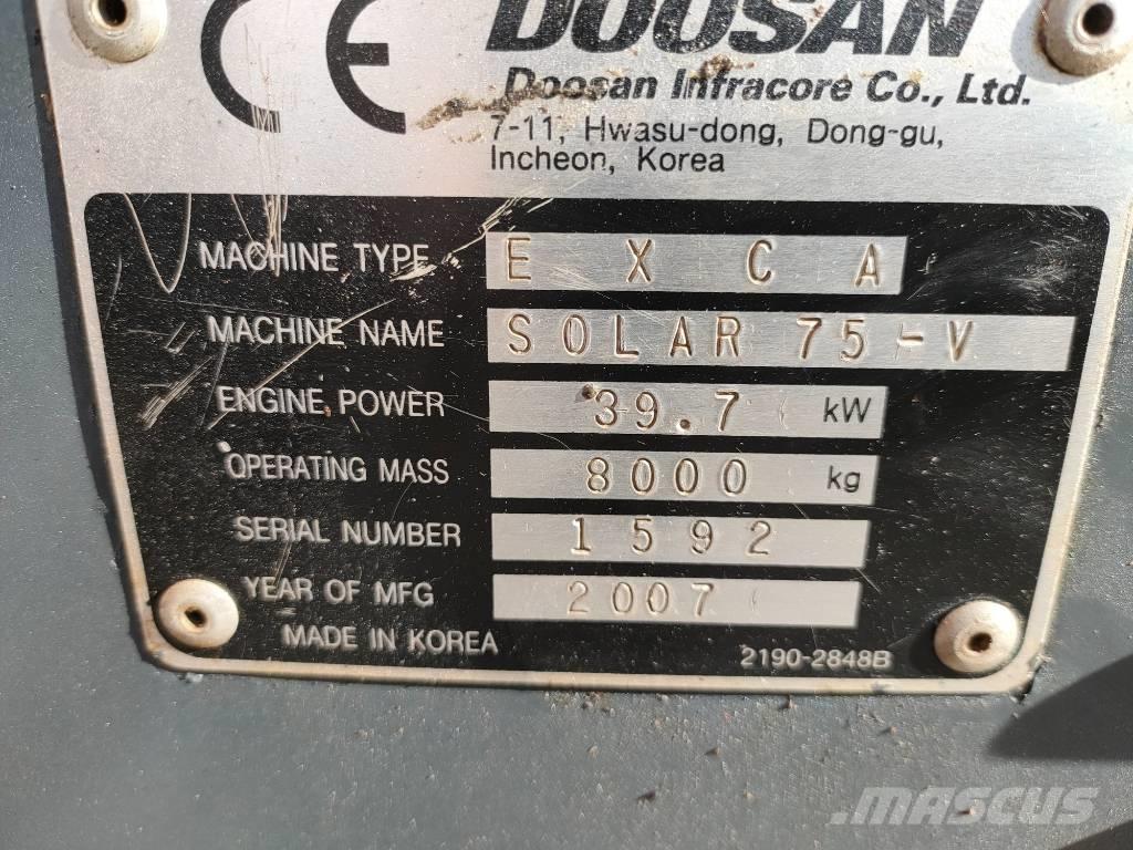 Daewoo Solar 75 中型挖土機/掘鑿機/挖掘機 7t-12t