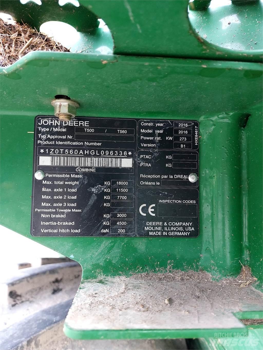 John Deere T560 聯合收穫機