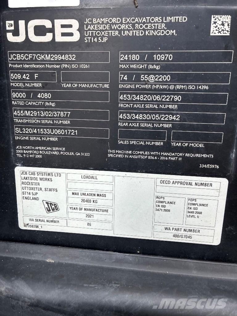 JCB 509-42 伸縮臂操作車