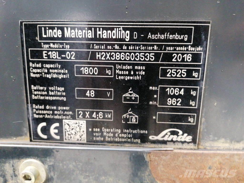 Linde E18L-02 電動堆高機