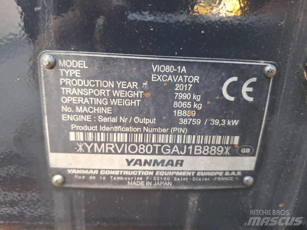 Yanmar Vio 80-1A 中型挖土機/掘鑿機/挖掘機 7t-12t