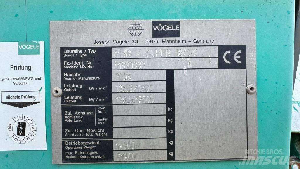 Vögele Super 1800-2 瀝青攤舖機/鋪路機