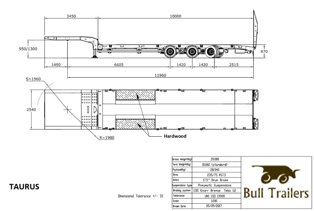 Bull Trailers Taurus 平台/側卸半拖車