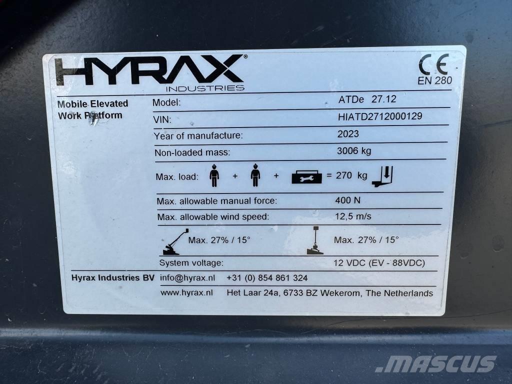 Hyrax ATDe 27.12 伸縮臂高空作業車