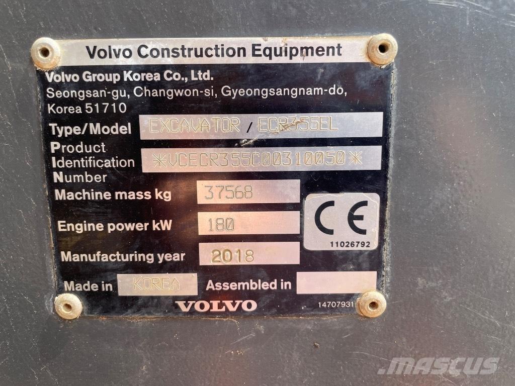 Volvo ECR 355 EL 履帶式 挖土機/掘鑿機/挖掘機