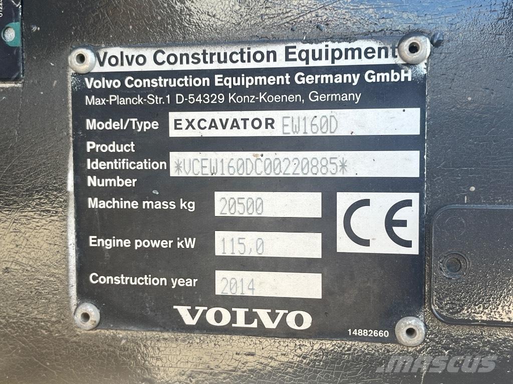 Volvo EW 160 D 旋轉式挖土機/掘鑿機/挖掘機