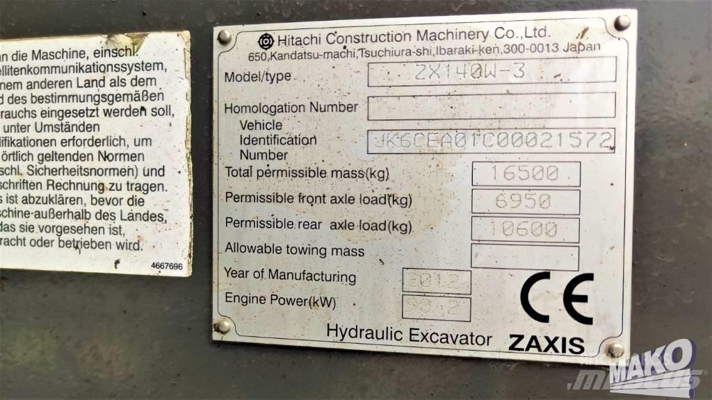 Hitachi ZX 140 W-3 旋轉式挖土機/掘鑿機/挖掘機