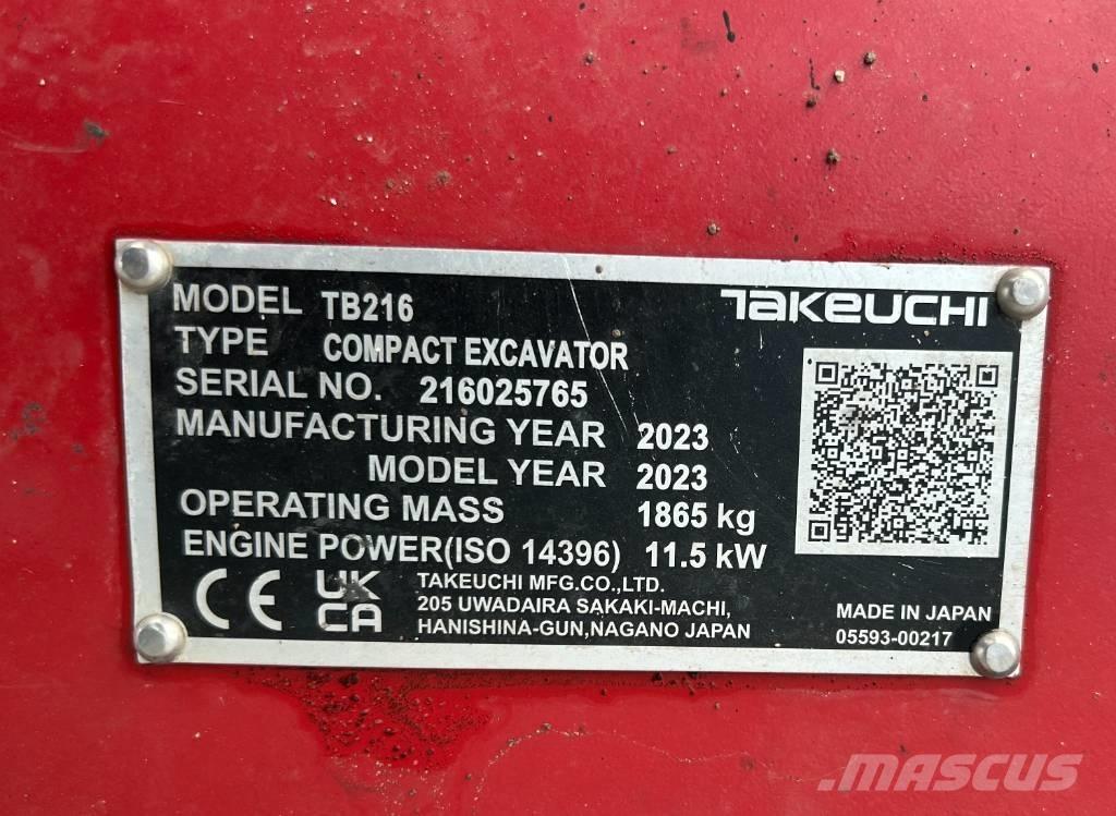 Takeuchi TB 216A V4 小型挖土機/掘鑿機<7t(小型挖掘機)