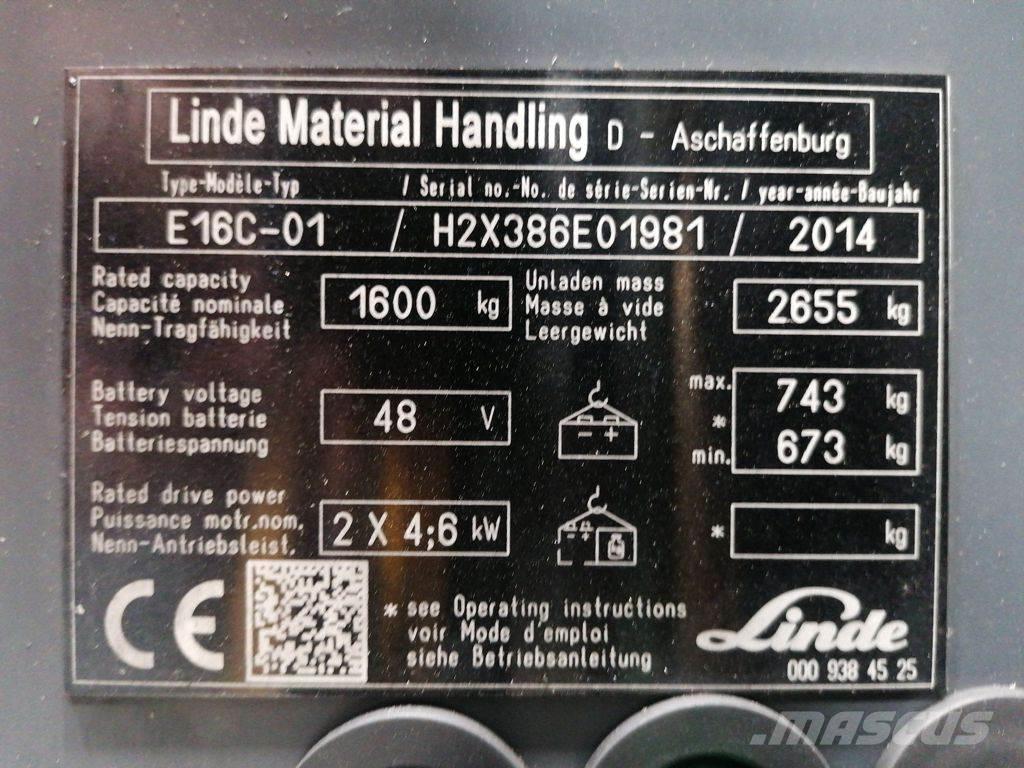 Linde E16C-01 電動堆高機