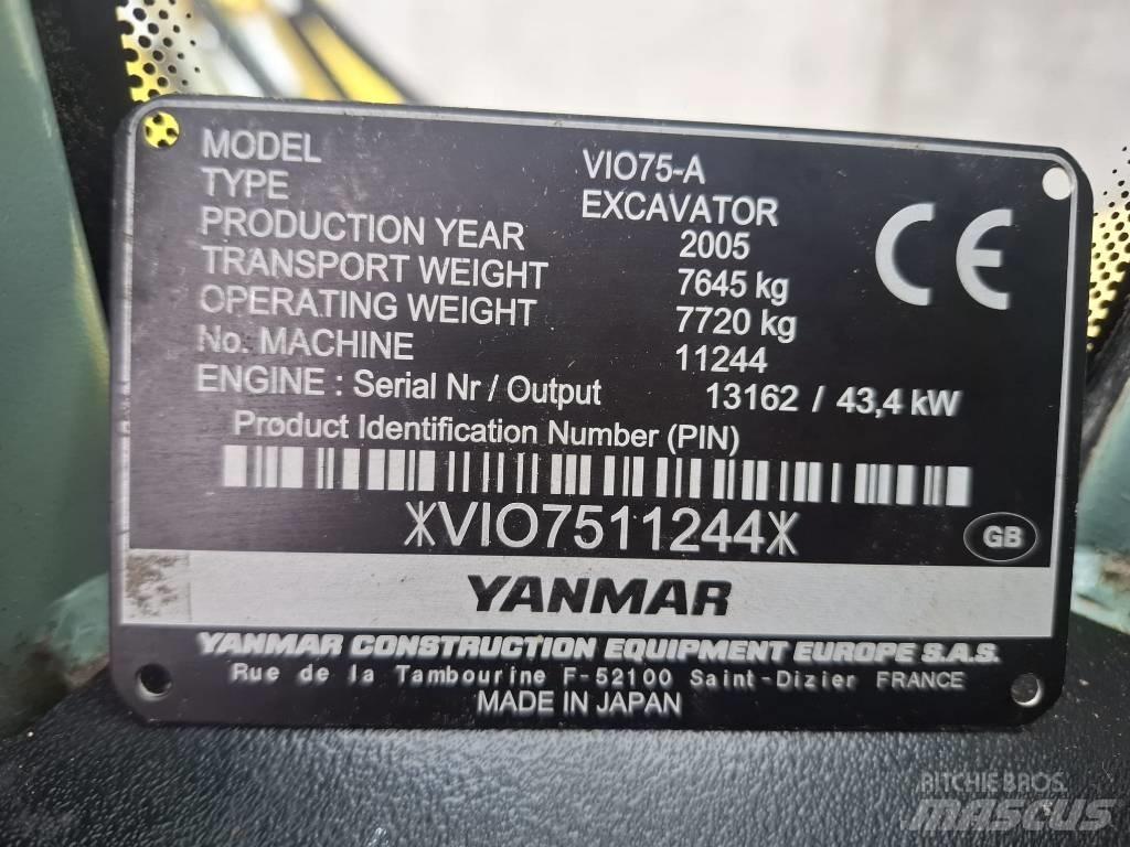 Yanmar Vio 75 A 中型挖土機/掘鑿機/挖掘機 7t-12t