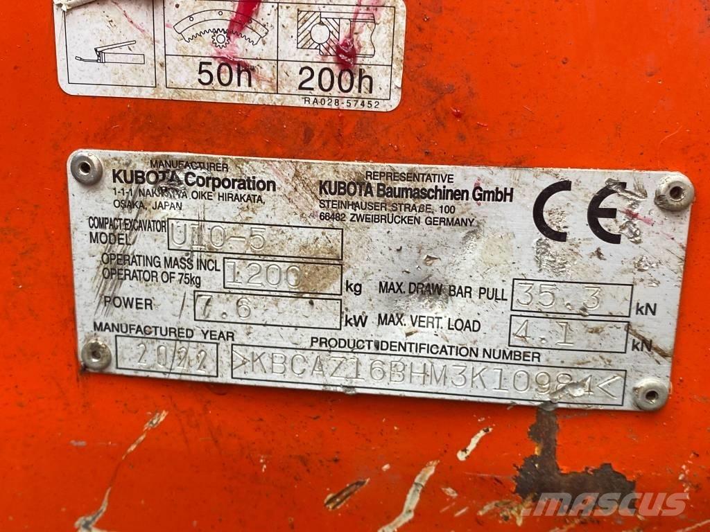 Kubota u10-5 小型挖土機/掘鑿機<7t(小型挖掘機)