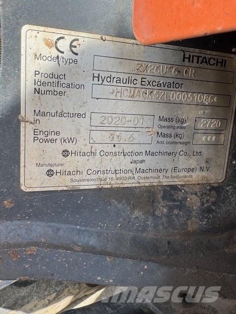 Hitachi ZX 26 U-6 CR 小型挖土機/掘鑿機<7t(小型挖掘機)