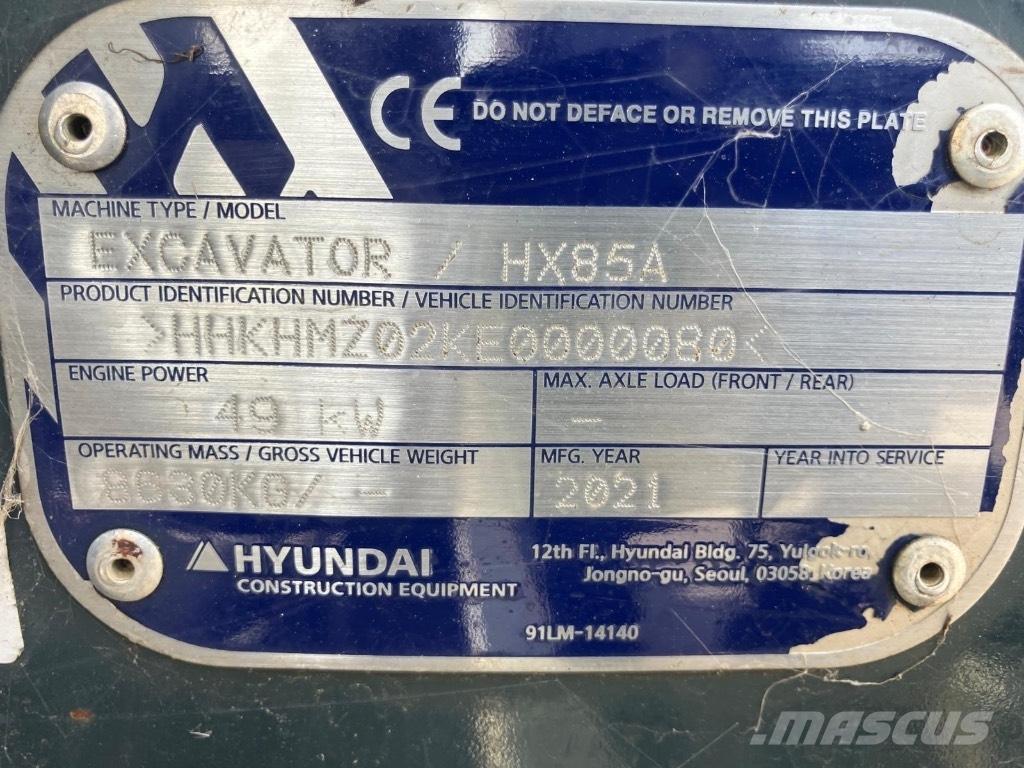 Hyundai HX 85 A 中型挖土機/掘鑿機/挖掘機 7t-12t