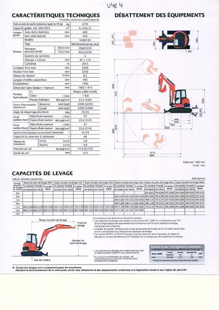 Kubota U 48-4 小型挖土機/掘鑿機<7t(小型挖掘機)