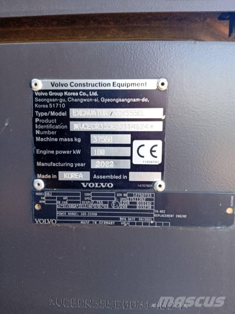 Volvo ECR 355 E 履帶式 挖土機/掘鑿機/挖掘機