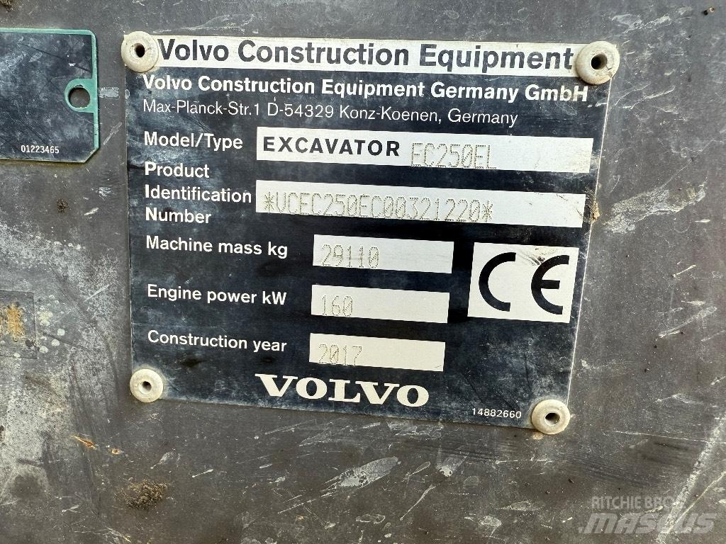 Volvo EC 250 EL 履帶式 挖土機/掘鑿機/挖掘機