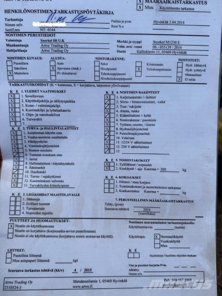 Snorkel M 1230 E 剪式升降機