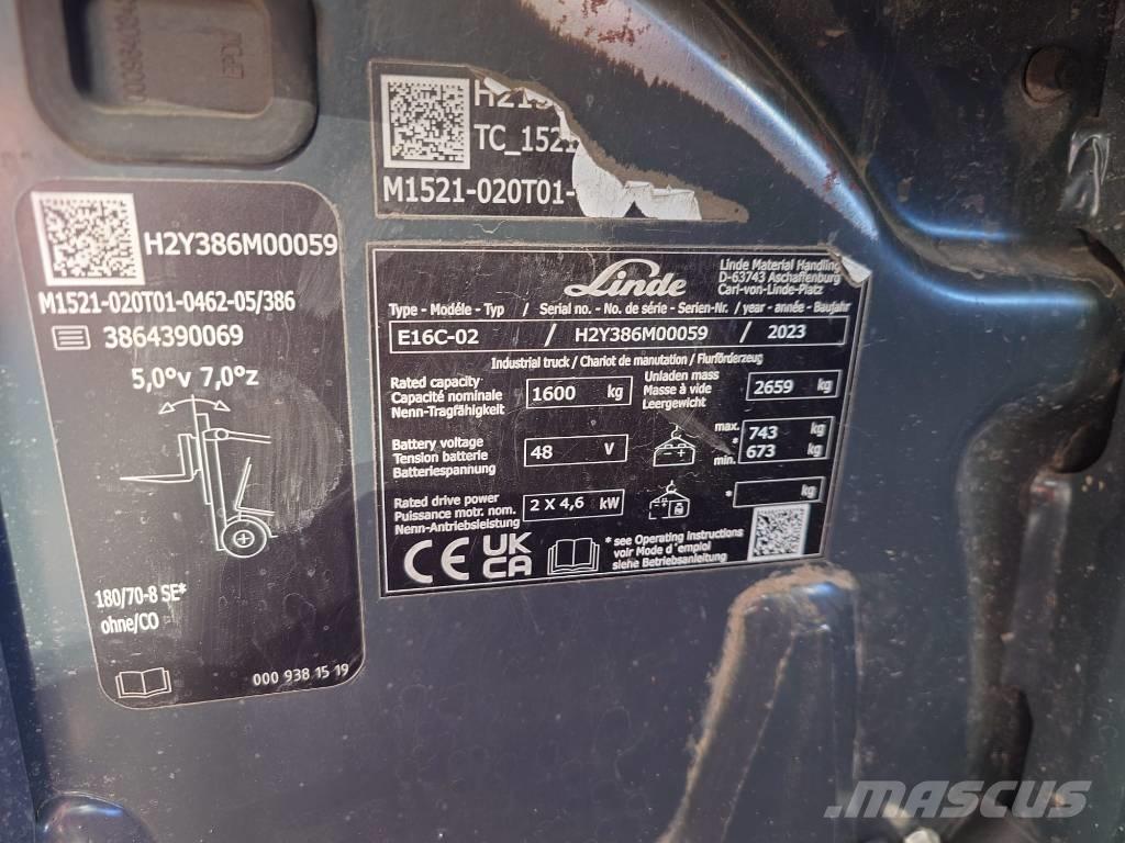 Linde E16C/386-02 電動堆高機